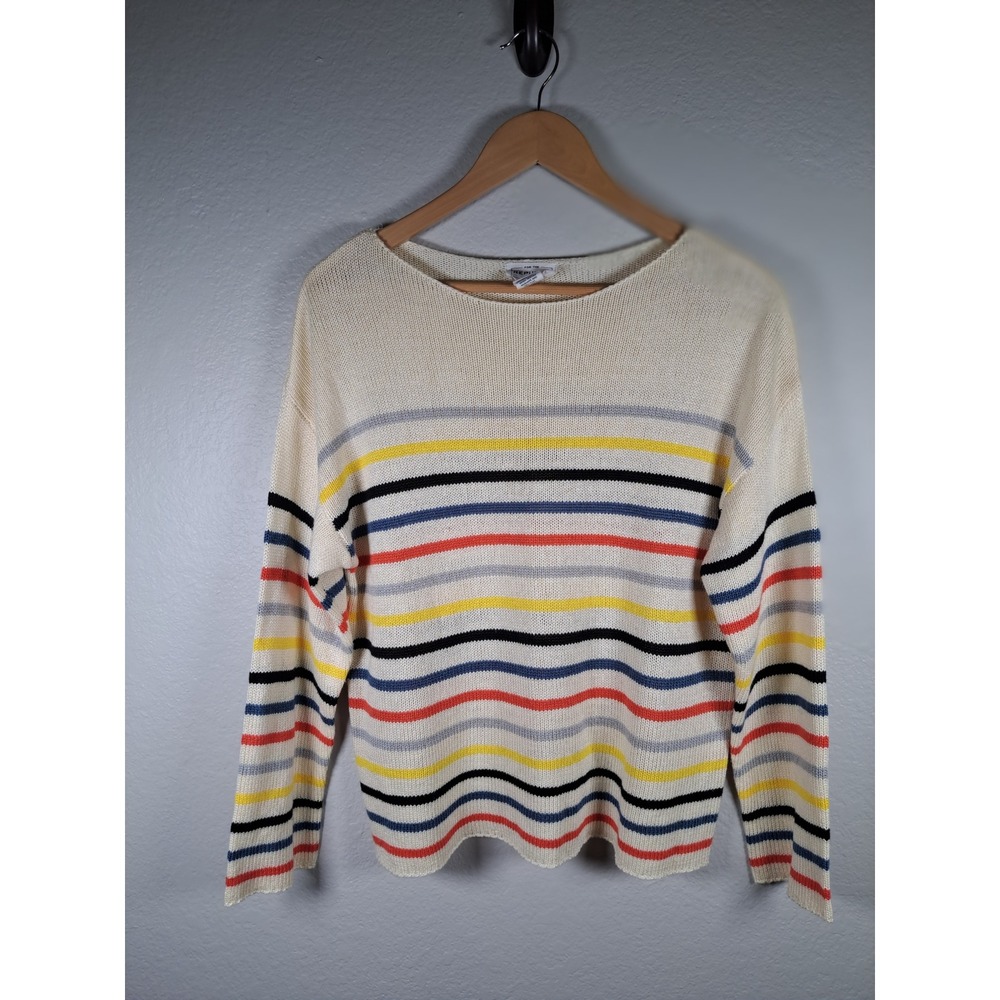 For The Republic Striped Crewneck Sweater Cream Multi Color Size Medium